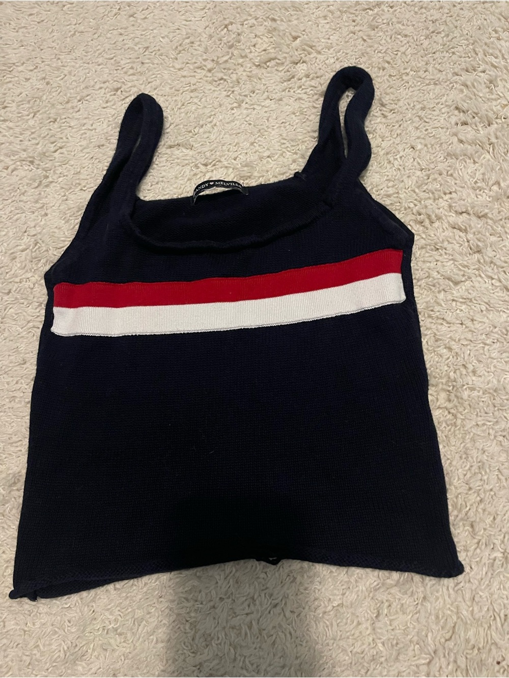 Brandy Melville Navy Tank Top with Red and White Stripes